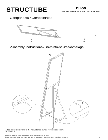 STRUCTUBE ELIOS Steel floor mirror 38 cm x 166 cm Manuel utilisateur | Fixfr