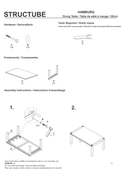 STRUCTUBE HAMBURG solid Acacia wood dining table 180 cm Manuel utilisateur