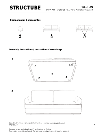 STRUCTUBE WESTON 3-seater sofa Manuel utilisateur | Fixfr