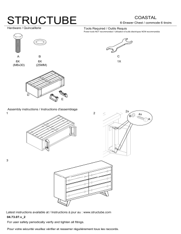 STRUCTUBE COASTAL acacia wood 6-drawer dresser Manuel utilisateur | Fixfr