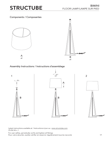 STRUCTUBE BIMINI Floor Lamp 160cm height Manuel utilisateur | Fixfr