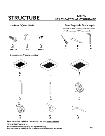 STRUCTUBE TANYA utility cart Manuel utilisateur | Fixfr