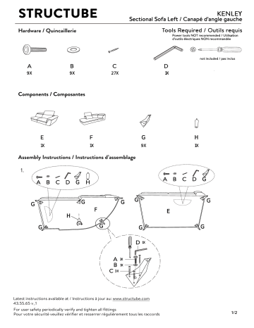 STRUCTUBE KENLEY left-facing sectional sofa Manuel utilisateur | Fixfr