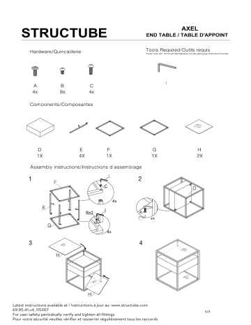 STRUCTUBE AXEL walnut veneer end table Manuel utilisateur | Fixfr