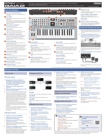 Roland GAIA 2 Synthesizer Manuel utilisateur | Fixfr