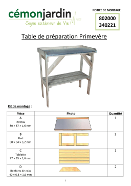 CEMONJARDIN 91074870 Table de préparation primevère Mode d'emploi