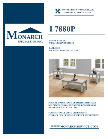 ROOMS TO GO 20300202 Torlage Gray 3pc Table Set Manuel utilisateur | Fixfr
