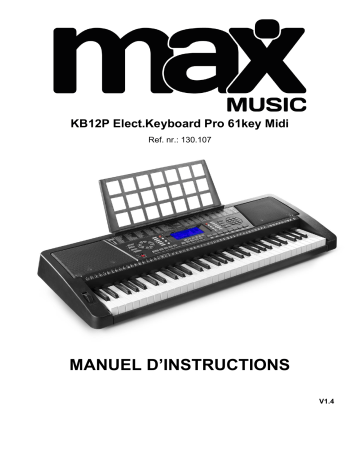 MaxMusic KB12P Electronic Keyboard Pro 61-key Manuel du propriétaire | Fixfr
