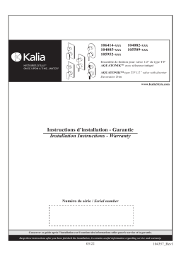 Kalia BF1990 KAREO 2-Way Water Efficient AQUATONIK™ Type T/P 1/2'' valve Guide d'installation
