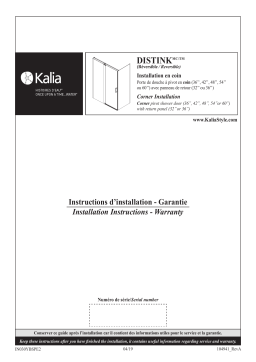 Kalia DR1746/DR1748 DISTINK 54” x 77” pivot shower door Guide d'installation