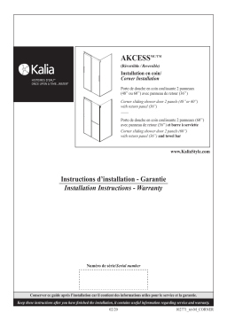 Kalia DR1294-110-003/DR1297-1 AKCESS Porte de douche coulissante 48” x 77” Mode d'emploi