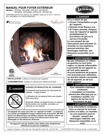 Kingsman Fireplaces OFP42 Manuel utilisateur | Fixfr