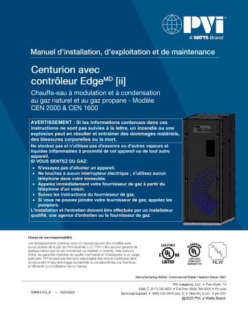 PVI Industries CENTURION Manuel utilisateur | Fixfr