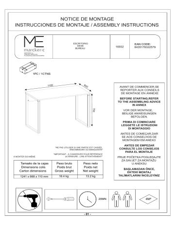 BUT Bureau DIONE imitation marbre et noir Mode d'emploi | Fixfr