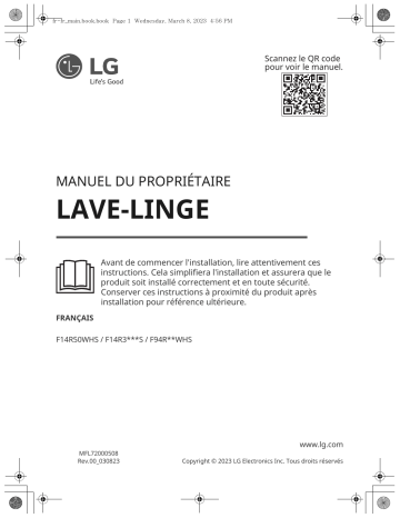 LG Lave-linge hublot F14R35MBS 10 kg Noir Manuel utilisateur | Fixfr