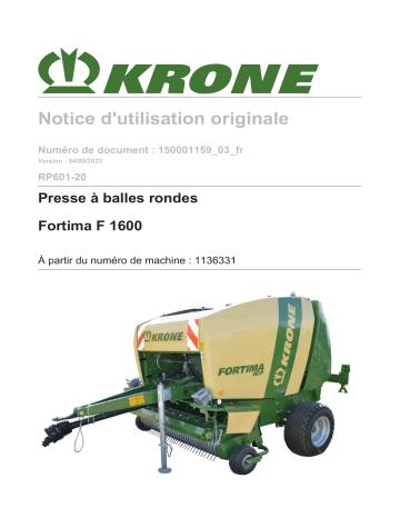 Krone BA Fortima F 1600 (RP601-20) Mode d'emploi | Fixfr