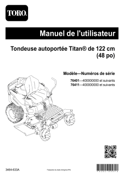 Toro Titan 48in Zero Turn Riding Mower Riding Product Manuel utilisateur