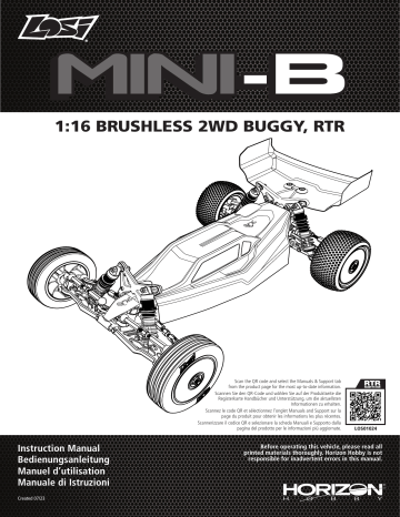 Losi LOS01024T1 1/16 Mini-B 2WD Buggy Brushless RTR, Red Manuel du propriétaire | Fixfr