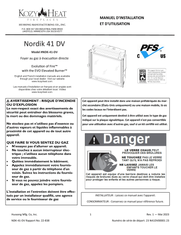 Kozyheat Nordik 41DV Gas Fireplace Manuel du propriétaire | Fixfr