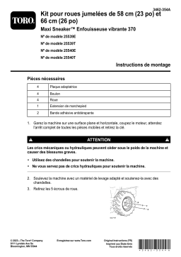 Toro 23in Dual Wheel Kit, Maxi Sneaker 370 Vibratory Plow Utility Equipment Guide d'installation
