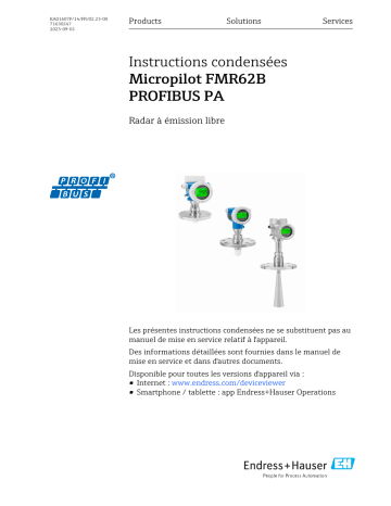 Endres+Hauser KA Micropilot FMR62B PROFIBUS PA Manuel utilisateur | Fixfr