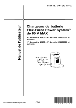 Toro Flex-Force Power System 2 AMP 60V MAX Battery Charger Misc Manuel utilisateur