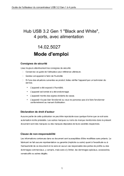 Roline USB 3.2 Gen 1 Hub "Black & White", 4 Ports Manuel utilisateur