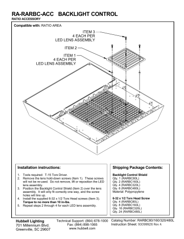 Hubbell Outdoor Lighting Ratio Backlight Control Installation manuel | Fixfr