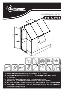 Outsunny 845-421V03 6' x 6' x 7' Walk-in Plant Polycarbonate Greenhouse Manuel utilisateur