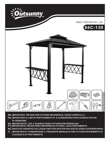 Outsunny 84C-139 Outside Porch BBQ Cooking Pergola Canopy Manuel utilisateur | Fixfr