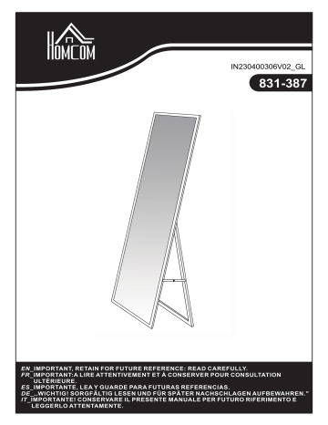 HOMCOM 831-387 Full Length Glass Mirror Manuel utilisateur | Fixfr