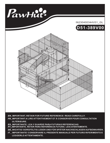 PawHut D51-389V00BK Small Animal Cage Manuel utilisateur | Fixfr