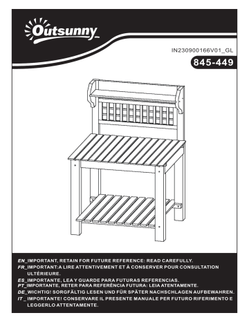 845-449BN | 845-449GY | Outsunny 845-449ND Outdoor Potting Bench Manuel utilisateur | Fixfr