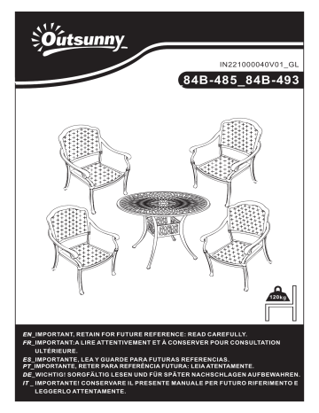 Outsunny 84B-493 5 Pieces Outdoor Furniture Dining Set Manuel utilisateur | Fixfr