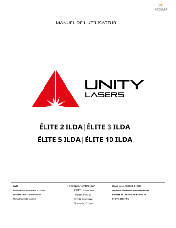 ELITE 5 ILDA | ELITE 2 ILDA | ELITE 3 ILDA | UNITY Lasers ELITE 10 ILDA Manuel du propriétaire | Fixfr