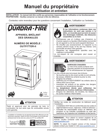 Quadra-Fire Outfitter II Pellet Stove Manuel du propriétaire | Fixfr