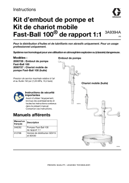 Graco 3A9394A, kit d’embout de pompe Fast-Ball 100 de rapport 1:1 et kit de chariot mobile Manuel du propriétaire