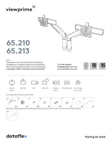 65.210 | Dataflex 65.213 Viewprime plus monitor arm Installation manuel | Fixfr