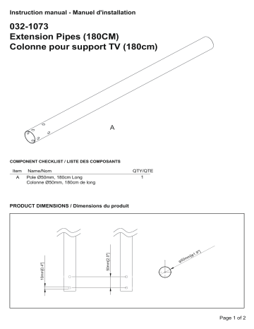 Manuel d'utilisation Kimex 032-1073 - Colonne pour support TV (180cm) | Fixfr