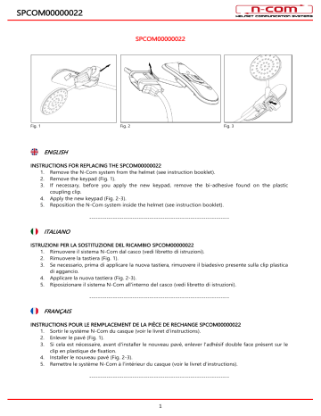 Manuel d'utilisation du panneau de commande du clavier N-Com n-com SPCOM00000022 B4 | Fixfr