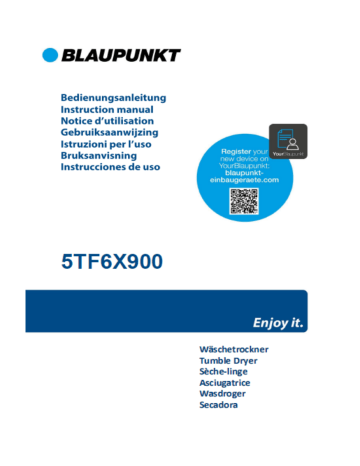 Blaupunkt 5TF6X900 Manuel d'utilisation -  Séche-linge | Fixfr