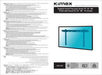 Manuel Utilisateur Kimex 012-1143 - Support Mural TV | Fixfr