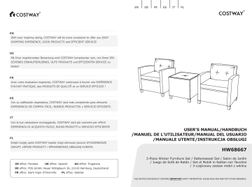 Manuel utilisateur Costway HW68667 - Ensemble 3 pièces en rotin | Fixfr