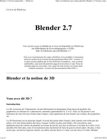 Manuel utilisateur BLENDER Version 2.7 | Fixfr