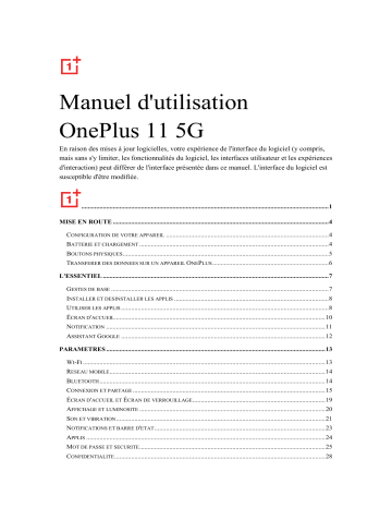 OnePlus 11 5G Manuel utilisateur | Fixfr