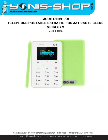 Manuel d'utilisation Yonis Y-TPFCB3 - Téléphone portable extra fin | Fixfr