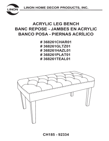 Linon Ella Acrylic Leg Bench Manuel utilisateur | Fixfr