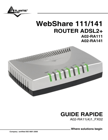 A02-RA141 | Web Share 111U | Atlantis Land A02-RA111 Mode d'emploi | Fixfr