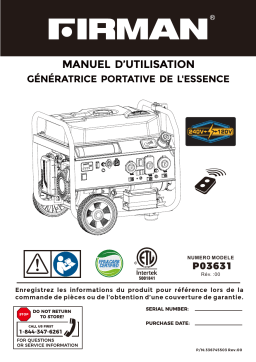 Manuel d'utilisation Firman P03631 - Générateur portable à essence