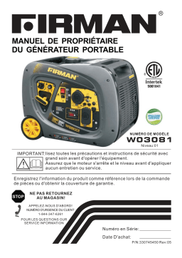 Manuel d'utilisation Firman W03081 - Générateur portable 3000 Watts